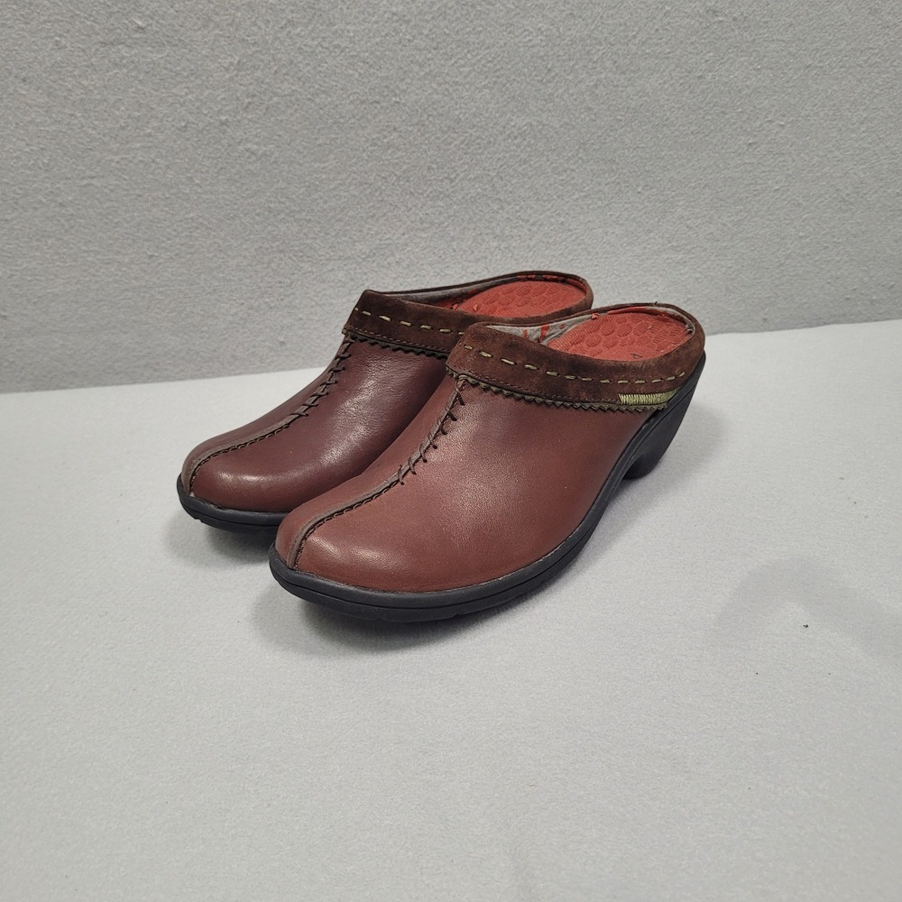 Privo by Clarks Womens Brown Leather Clogs Mules Shoes Size 9M 75863
